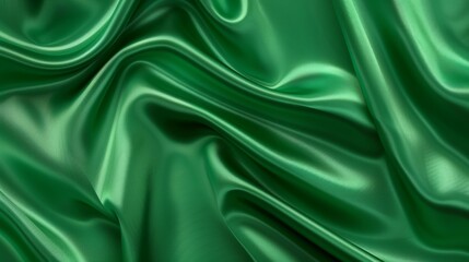 Obraz premium Luxurious green satin fabric with elegant drapery