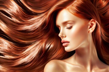 Naklejka premium Radiant red-haired young woman with flawless skin