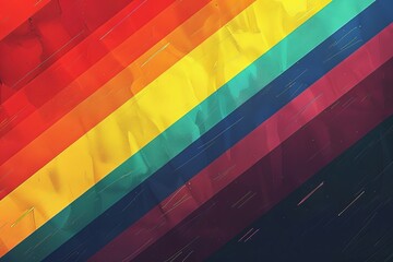 Fototapeta premium Abstract rainbow stripes with shadow on a dark background symbolizing LGBTQ pride and creativity in a vibrant digital illustration