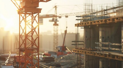Construction crane, urban development.