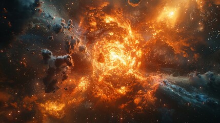 Fototapeta premium Universal explosion, big bang in space.