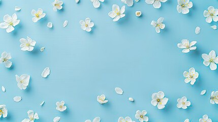 A Symphony of White Blossoms on Azure