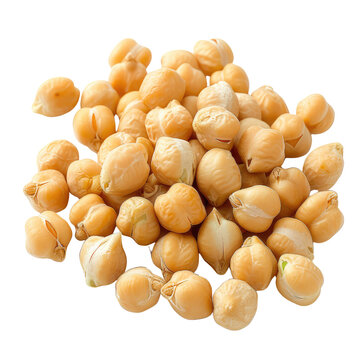 A pile of dried chickpeas isolated on a transparent background.