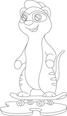 Meerkat Skater Skateboard Sports Animal Vector Graphic Art Illustration