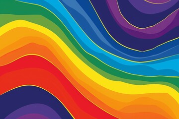 Obraz premium Wavy Abstract Rainbow Lines in Multicolored Design on Blue Background