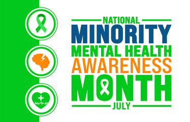July is National Minority Mental Health Awareness Month background template. Holiday concept. use to background, banner, placard, card, and poster design template.