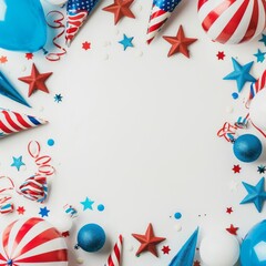 Fototapeta premium Independence Day banner with festive decorations on a white background