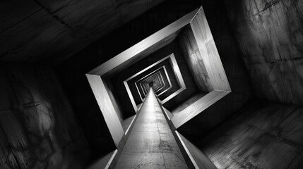 The hypnotic geometric portal, combining straight and crooked lines, creates a feeling of incredib.