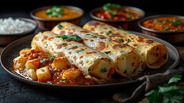 pratha rolls with chese ,vegetablesand chicken 