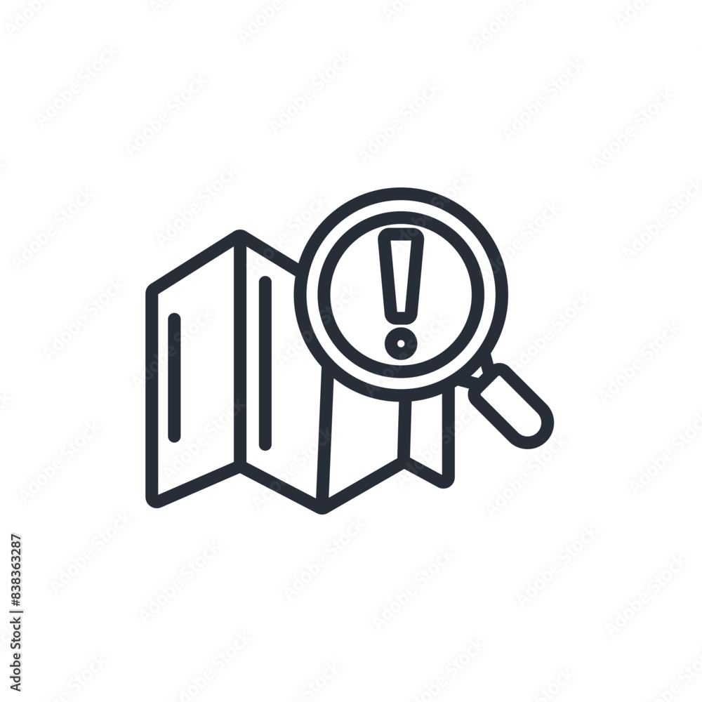Poster search map icon. vector.editable stroke.linear style sign for use web design,logo.symbol illustratio