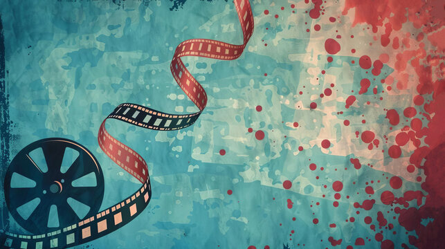 Film backdrop flat design top view movie theme watercolor triadic color scheme