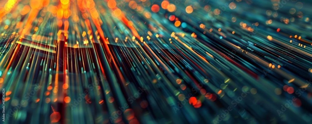 Poster abstract background of colorful lines and bokeh lights.