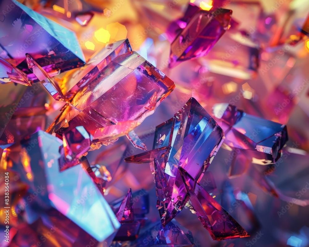 Poster abstract background with colorful shards of glass reflecting light.