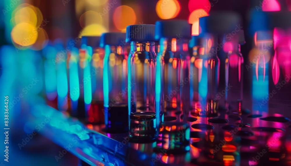 Poster abstract blurred background of colorful lights and reflections, creating a vibrant and dynamic compo