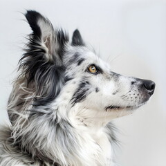 Fototapeta premium Border Collie Profile Portrait Canine Intelligent Gaze Alert Furry