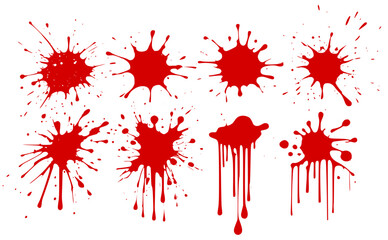 vector red blood splatters set on white background