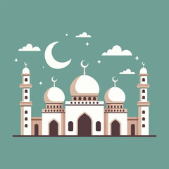 islamic mosque moslem building flat style vector illustration