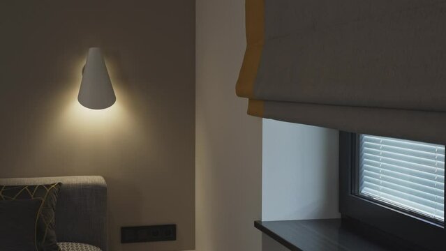 Electric Roman blind is lowered