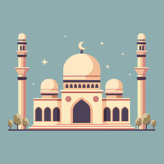 islamic mosque moslem building flat style vector illustration