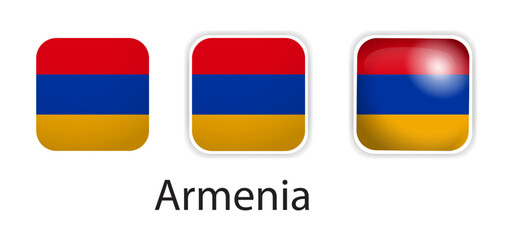 Armenia flag vector icons set in the shape of rounded square