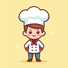 Adorable young chef flat style vector illustration