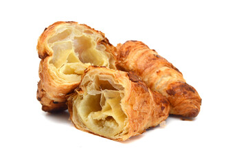 Fresh and tasty croissant over white background