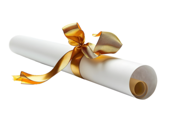 Elegant Diploma Certificate with Gold Ribbon Isolated on transparent Background