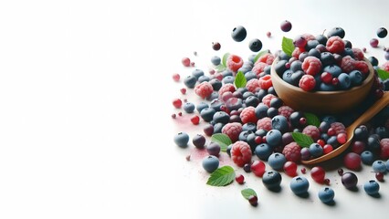 Picture of berries scattered on a white background white background