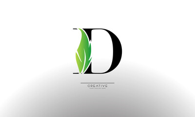 Letter D eco leaf logo icon design template elements. Vector color sign
