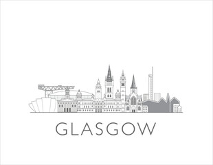 Glasgow Skyline city Scotland cityscape illustration skyline drawing