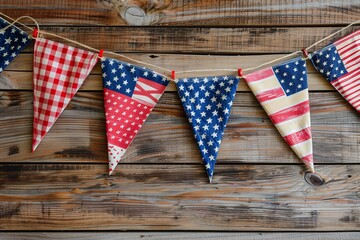 Obraz premium Computer-generated decorations honoring the USA flag on July 4th, American Independence Day, Generative AI.