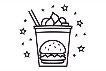 doodle Fast food Icon Silhouette, Cafe Restaurants Fast Food icon Illustration, 