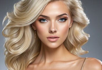 Fototapeta premium portrait of beautiful blonde female with long hair