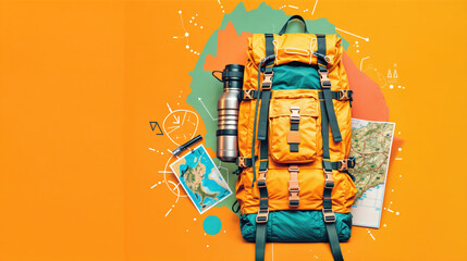 graphic of a backpack filled with hiking essentials