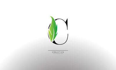 Letter C eco leaf logo icon design template elements. Vector color sign
