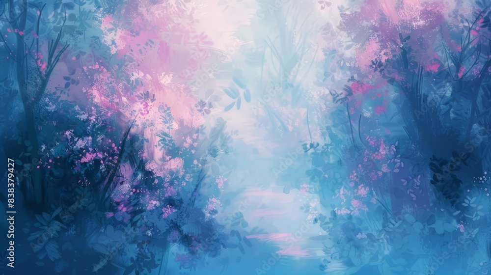 Poster ethereal abstract background featuring soft pastel brushstroke patterns