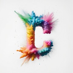 colored powder explosion of letter ''C''