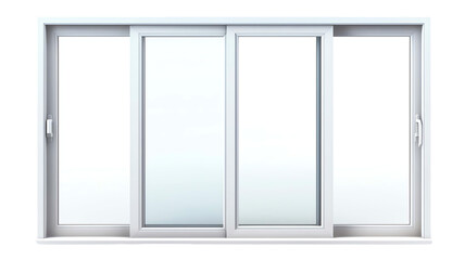 Modern white sliding glass window with four panels. Clean, clear, and ideal for contemporary home or office interior design.