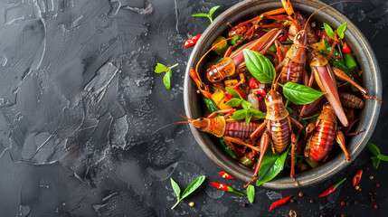 Culinary Presentation of Edible Insects with Herbs and Spices