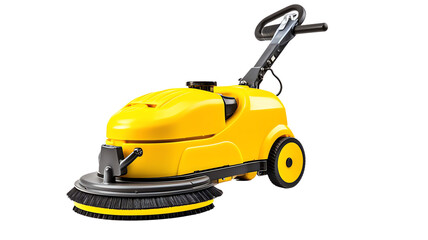 Fototapeta premium Modern orange vacuum cleaner with a sleek design, isolated on a white background, perfect for cleaning and home appliances concepts.