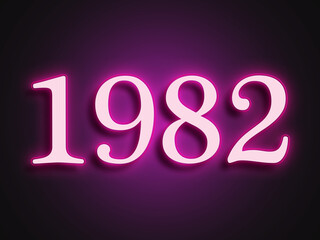 Pink glowing Neon light text effect of number 1982.