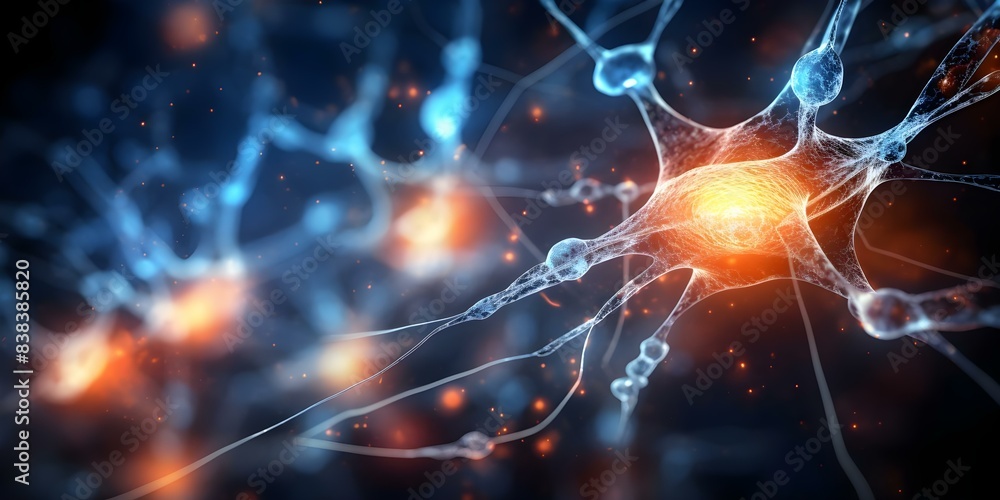 Aufkleber brain neurons form synapses to transmit signals through nerve cells. concept neuroscience, synaptic 