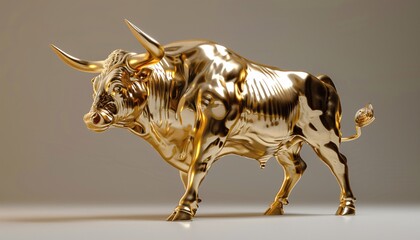Obraz premium Golden Bull Sculpture Representing Financial Market Trends