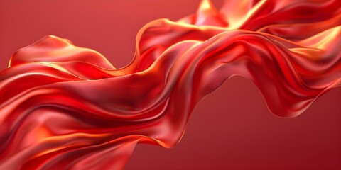 Obraz premium Red silk cloth in 3D rendering floating elegantly luxurious and dynamic. Concept Luxurious 3D Rendering, Red Silk Cloth, Dynamic Movement, Elegantly Floating