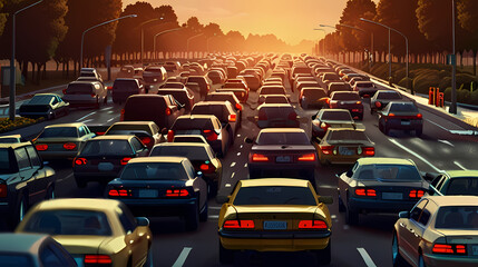 Fototapeta premium Background with a traffic jam theme