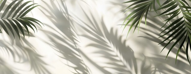 Elegant Palm Shadows on Light Gray Background, Simple and Stylish Aesthetic