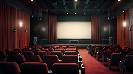 Fototapeta premium Background with the theme of the interior view of the cinema audience seats