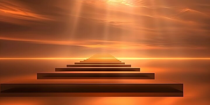 Ascending the Staircase to Divine Rewards Symbolic Image of Heavenly Gates. Concept Ascension, Staircase, Divine Rewards, Symbolism, Gates