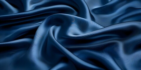 Fototapeta premium Navy Blue Silk Satin Background with Elegant Wavy Folds. Concept Photography, Styling, Background, Navy Blue, Elegant