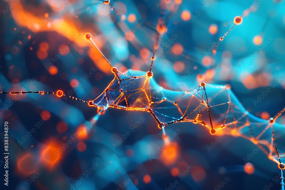 Poster abstract digital network background with glowing lines and dots. futuristic technology concept for b